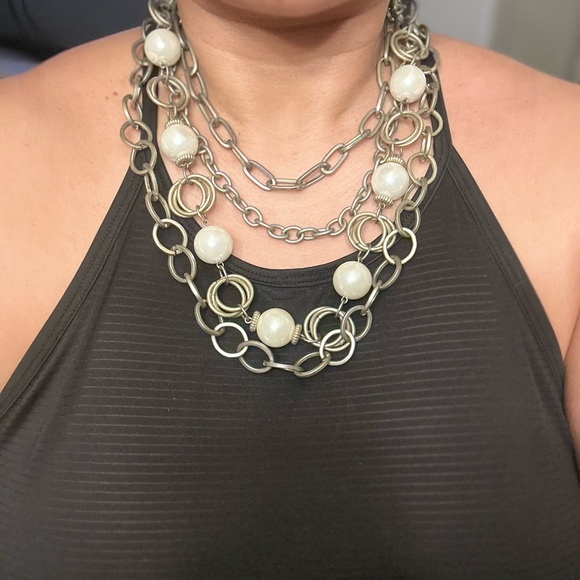💎 PREMIER DESIGNS 💎 Faux pearls chain Statement Necklace - Picture 2 of 4